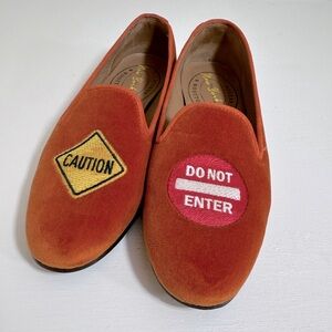 Stubbs and Wootton NY city orange velvet rare special edition loafers. Size 7.5